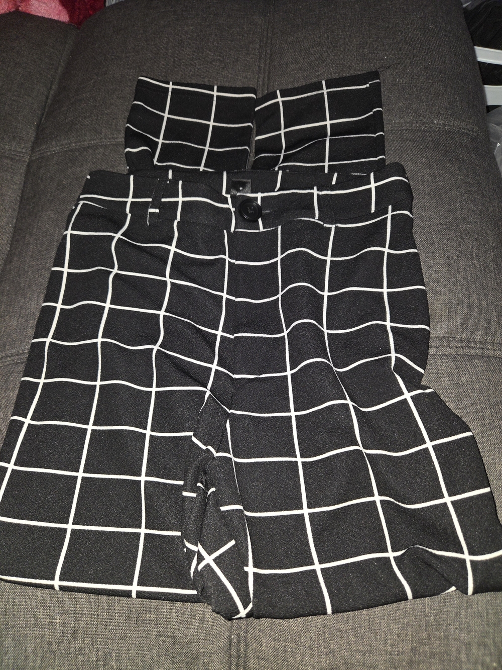 SHEIN Black & White Windowpane Straight Leg Pants